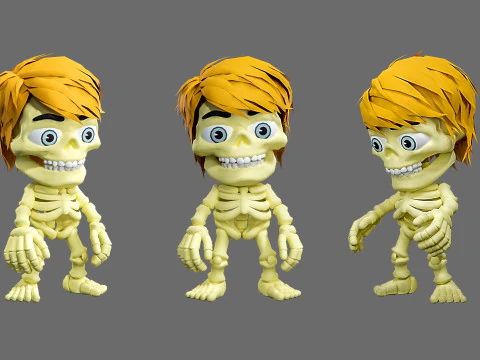 Skeletons with hairstyles 3D Model