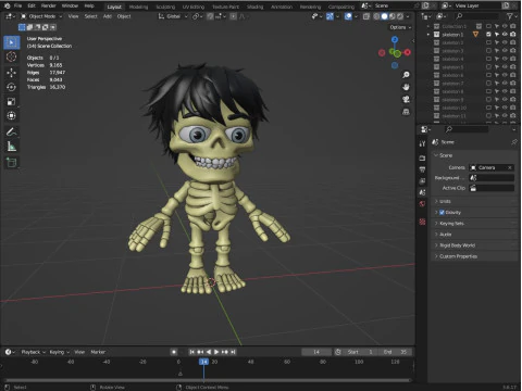 Skeletons with hairstyles 3D Model
