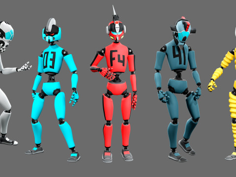 10 unique robots Model 3D