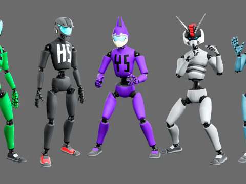 10 unique robots 3D Model