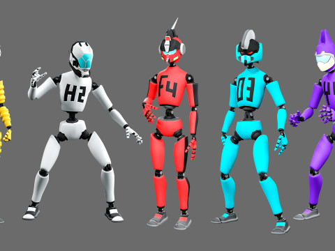 10 unique robots Model 3D