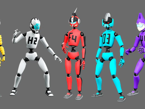 10 unique robots 3D Model