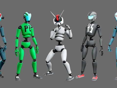 10 unique robots 3D Model