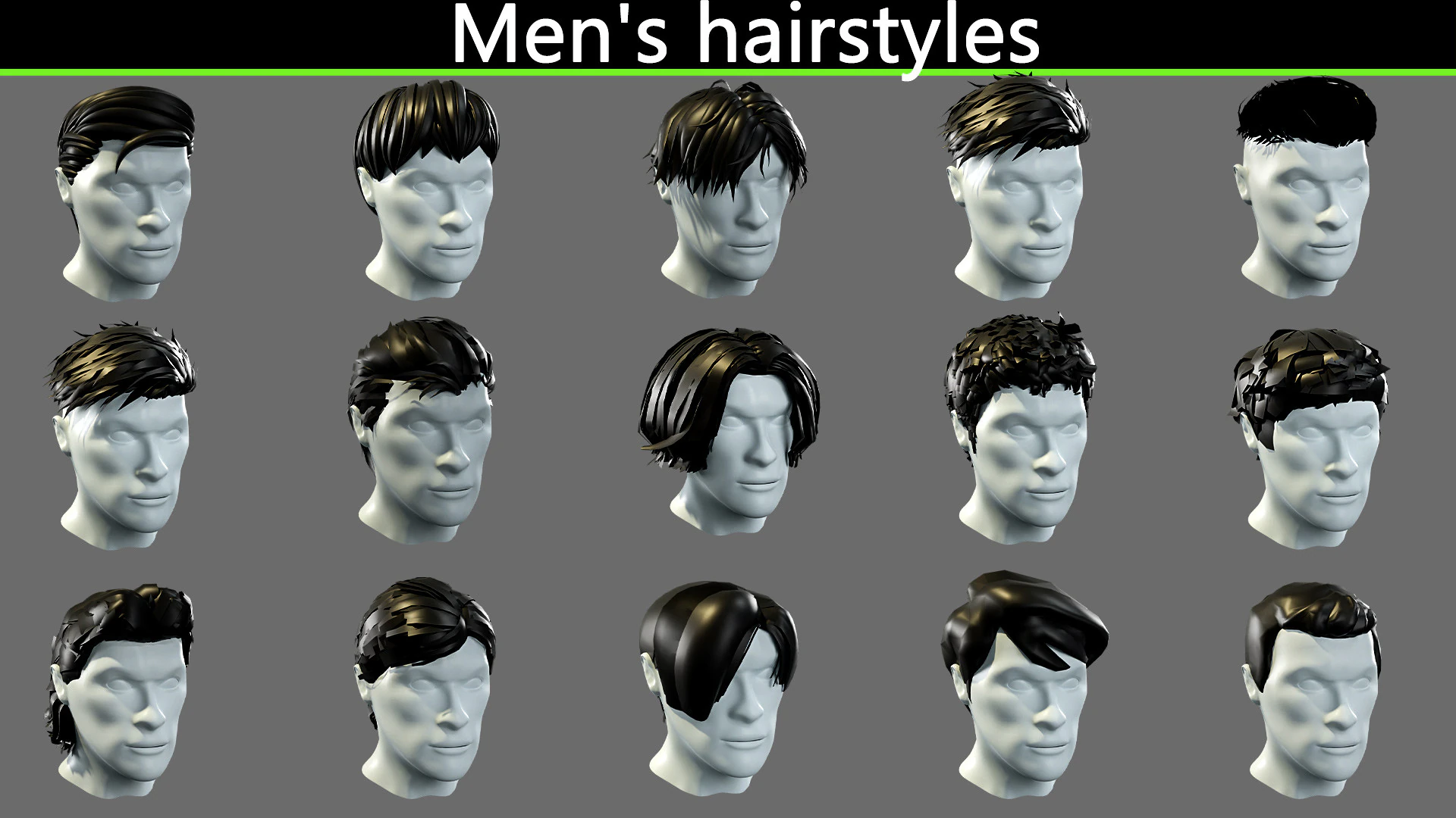 Mens hairstyles 3D Model .c4d .max .obj .3ds .fbx .stl .blend 