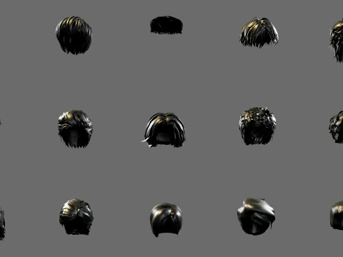 Mens hairstyles 3D Model