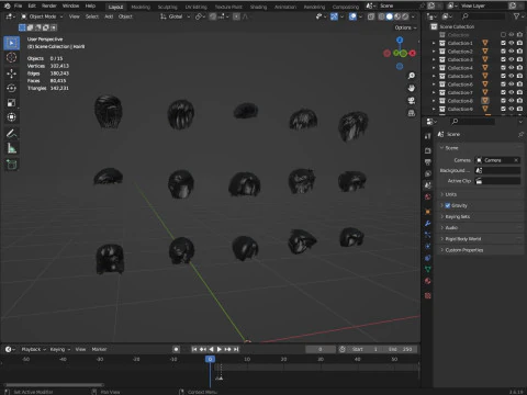 Mens hairstyles 3D Model