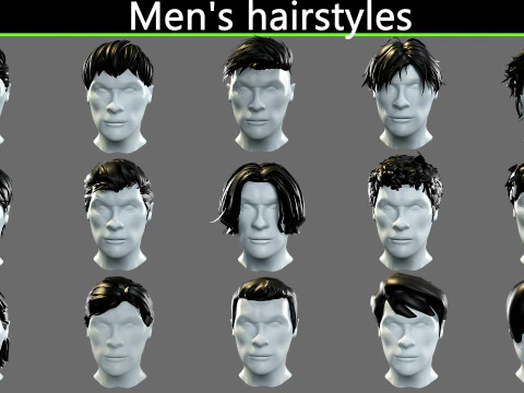 Mens hairstyles 3D Model