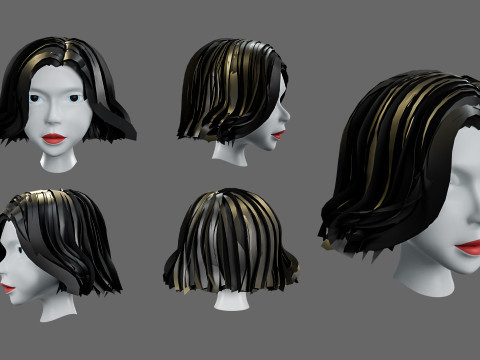Hairstyles for girls Low-poly Modelo 3D