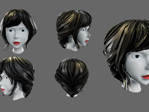 Hairstyles for girls Low-poly Modelo 3D