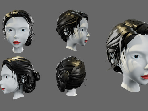 Hairstyles for girls Low-poly Modelo 3D