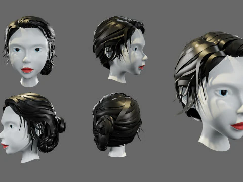 Hairstyles for girls Low-poly 3D Model