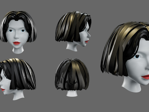 Hairstyles for girls Low-poly Modelo 3D