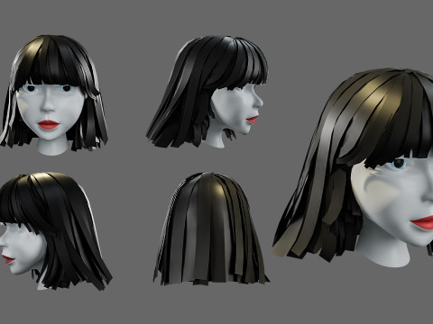 Hairstyles for girls Low-poly Modelo 3D