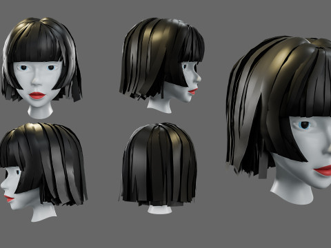 Hairstyles for girls Low-poly Modelo 3D