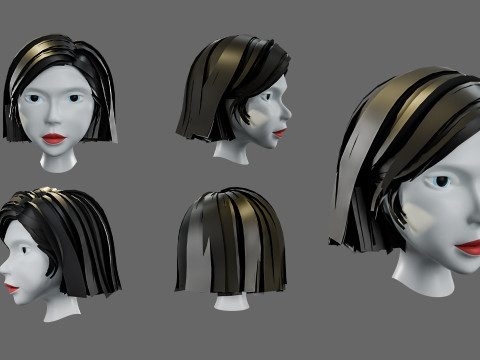 Hairstyles for girls Low-poly Modelo 3D