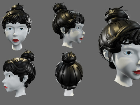 Hairstyles for girls Low-poly Modelo 3D