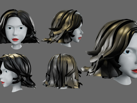 Hairstyles for girls Low-poly Modelo 3D