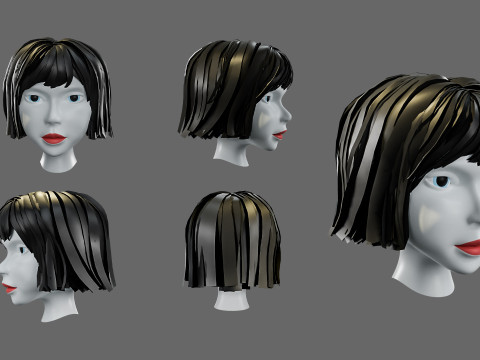 Hairstyles for girls Low-poly Modelo 3D
