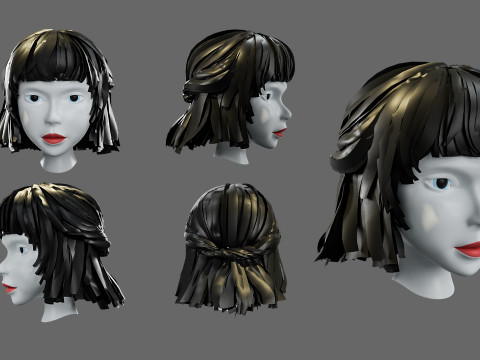 Hairstyles for girls Low-poly Modelo 3D