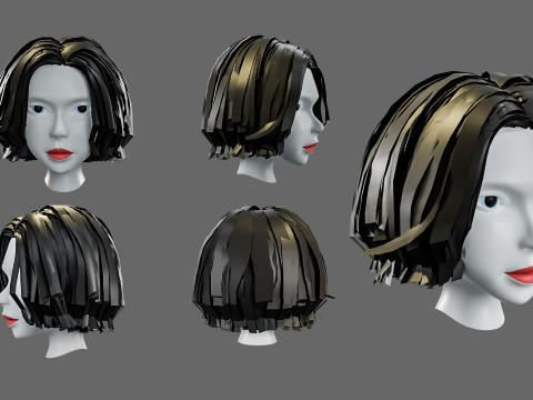 Hairstyles for girls Low-poly Modelo 3D