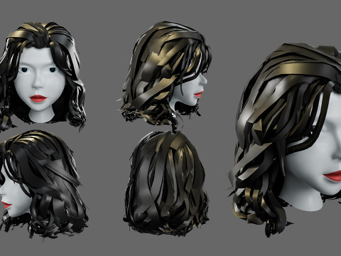 Hairstyles for girls Low-poly Modelo 3D