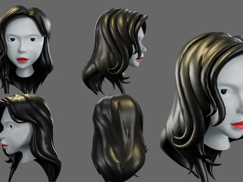 Hairstyles for girls Low-poly Modelo 3D