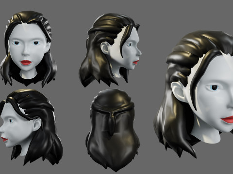 Hairstyles for girls Low-poly Modelo 3D