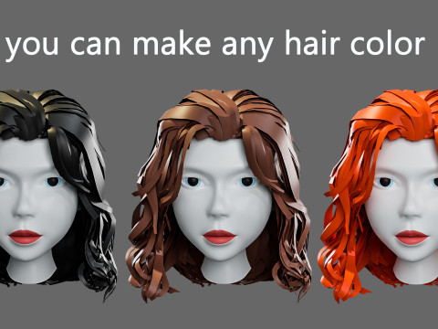 Hairstyles for girls Low-poly Modelo 3D