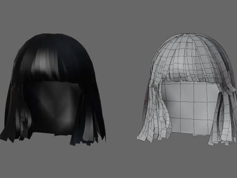 Hairstyles for girls Low-poly Modelo 3D