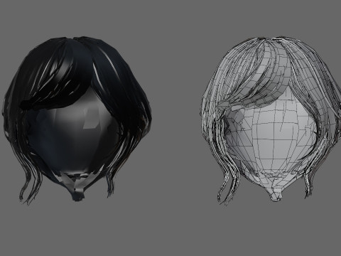 Hairstyles for girls Low-poly Modelo 3D