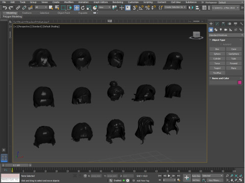 Hairstyles for girls Low-poly Modelo 3D