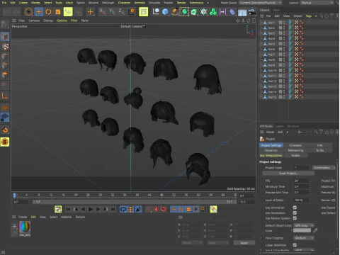 Hairstyles for girls Low-poly 3D Model