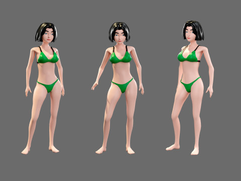 Cartoon characters - girls in swimsuits Model 3D