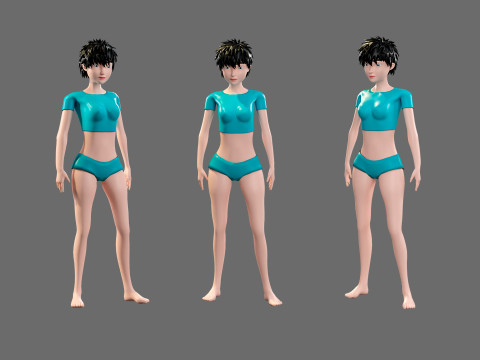 Cartoon characters - girls in swimsuits Model 3D