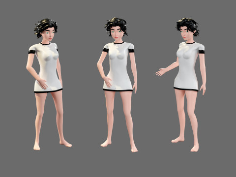 Cartoon characters - girls in swimsuits Model 3D