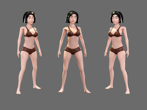 Cartoon characters - girls in swimsuits Model 3D