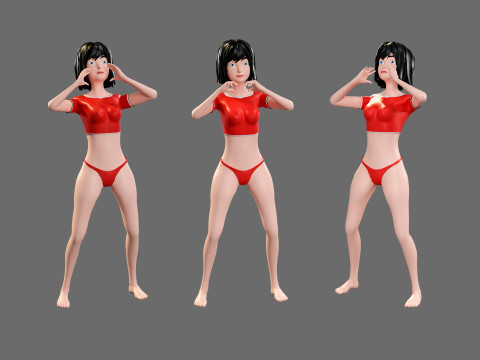 Cartoon characters - girls in swimsuits Model 3D