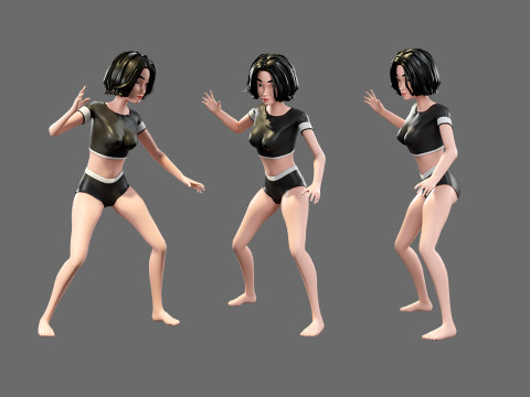Cartoon characters - girls in swimsuits Model 3D