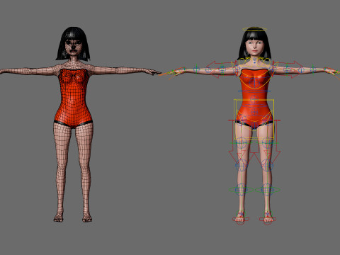 Cartoon characters - girls in swimsuits Model 3D