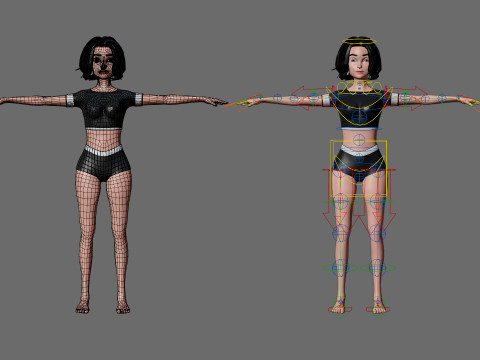 Cartoon characters - girls in swimsuits Model 3D