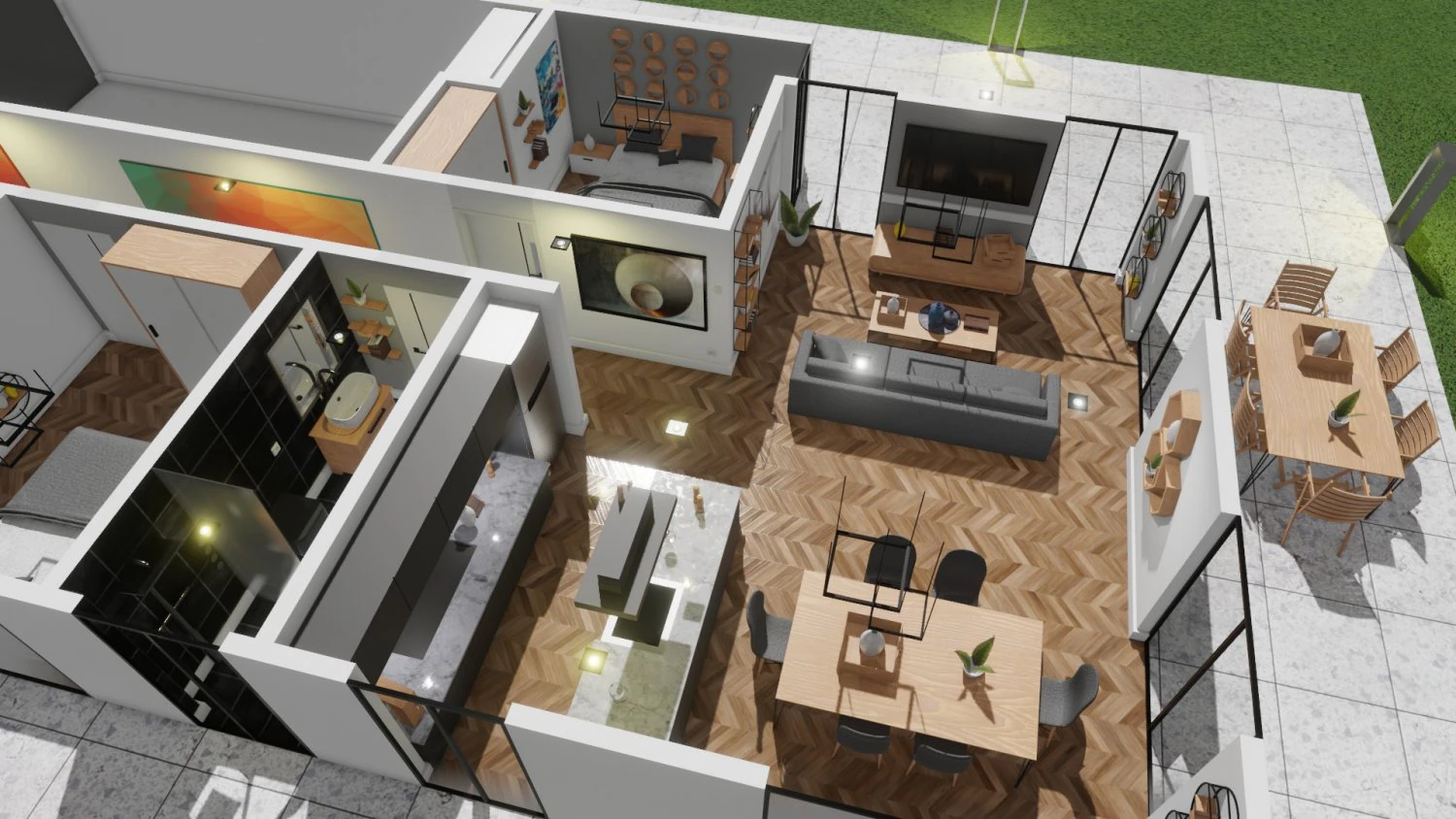 Small modern house low poly 3D Model .c4d .max .obj .3ds .fbx .stl .blend 