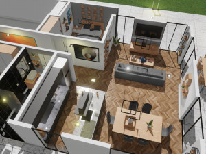 Small modern house low poly Model 3D