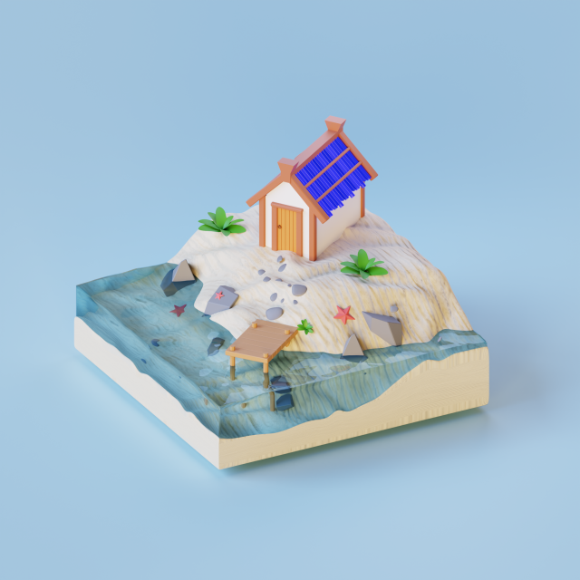 Beach house 3D Model .c4d .max .obj .3ds .fbx .stl .blend 