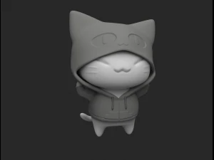 Seekor anak kucing dengan hoodie Model Cetak 3D