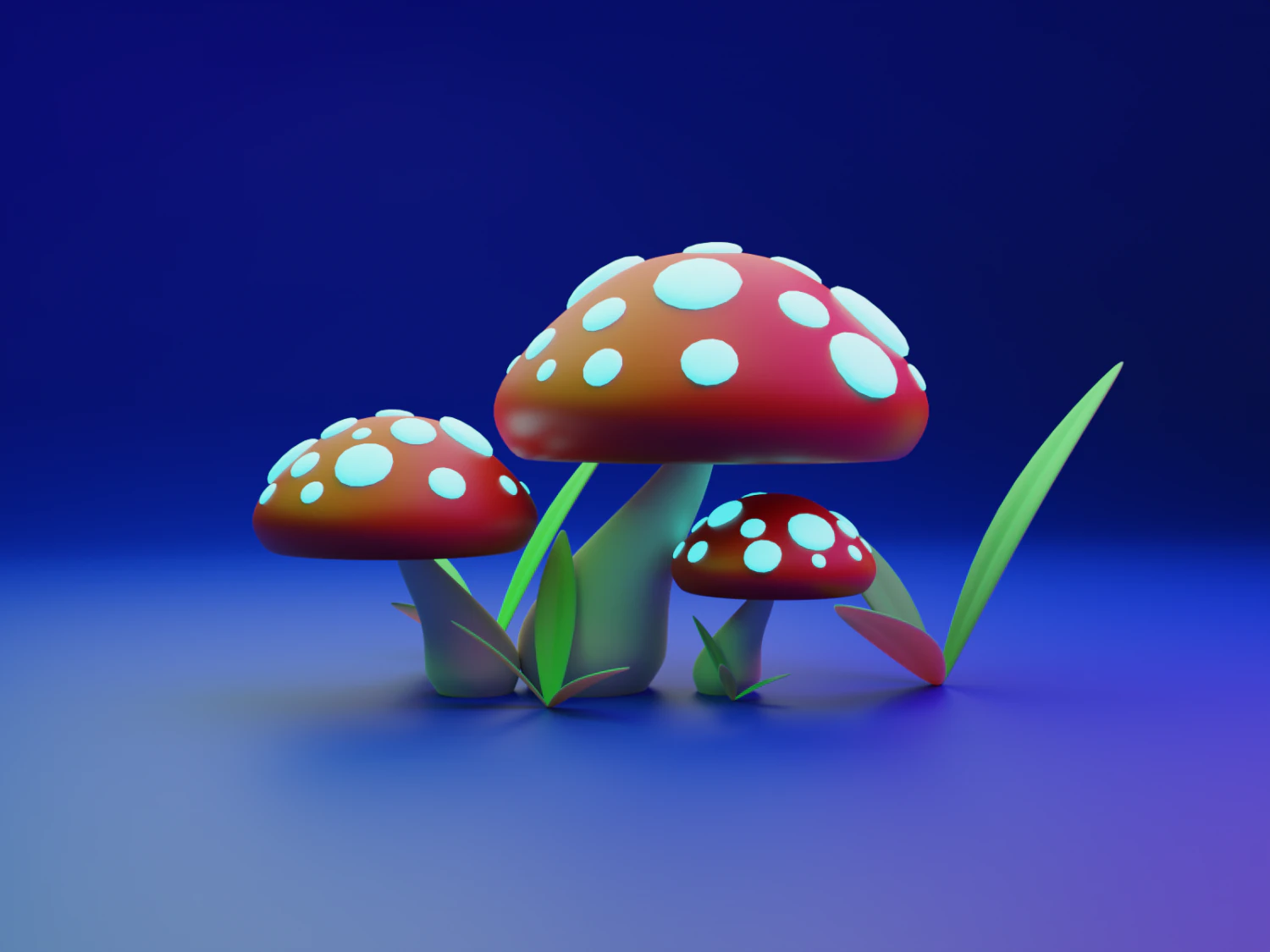 Mushrooms 3D Model .c4d .max .obj .3ds .fbx .stl .blend 