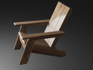 Wood 3D Chair for Garden 3D Model