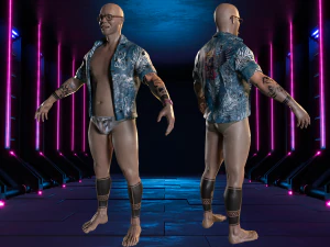 Homem com tatuagens Modelo 3D