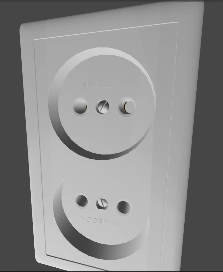 Bipolar electrical socket 3D Model .c4d .max .obj .3ds .fbx .stl .blend 