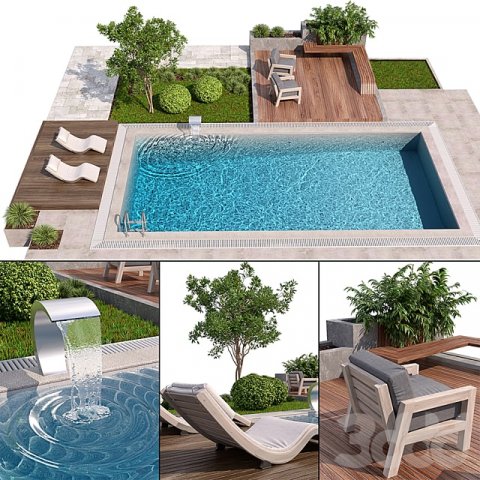 Swimming pool Modello 3D .c4d .max .obj .3ds .fbx .stl .blend 
