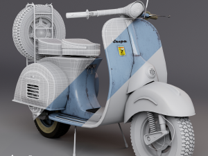 Realistic Old Vespa Model Modelo 3D